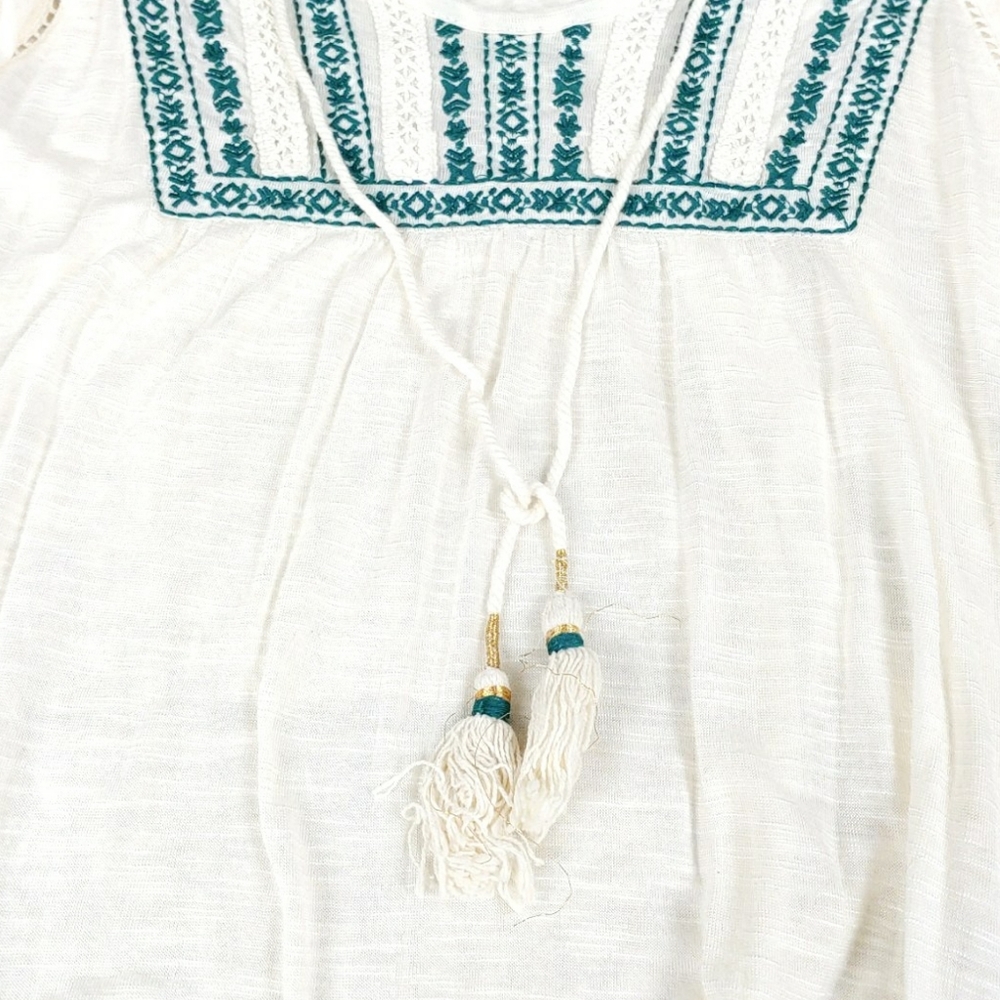 NWT American Rag Egret Combo Cream Peasant Blouse - Picture 5 of 6
